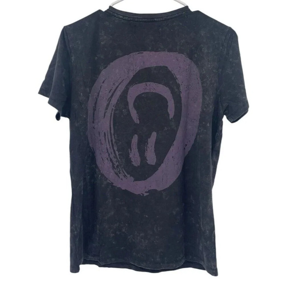 One Teaspoon Washed Black Smiley Logo Fitted Tee Shirt Size XL US 10 - Picture 6 of 9